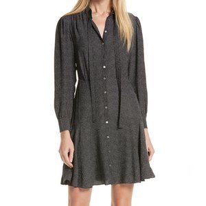 Rebecca Taylor Silk Tie Neck Pin Dot Dress